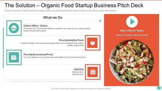 The Solution Organic Food Startup Business Pitch Deck Download PDF