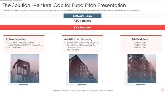 The Solution Venture Capital Fund Pitch Presentation Background PDF