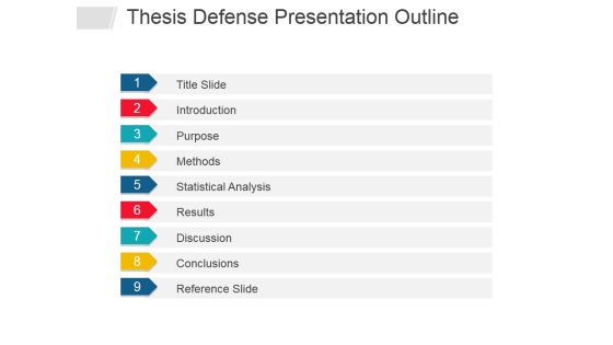Thesis Defense Presentation Outline Ppt PowerPoint Presentation Infographic Template Icons