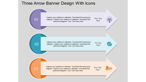 Three Arrow Banner Design With Icons Powerpoint Template Three Arrow Banner Design With Icons Powerpoint Template