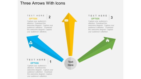 Three Arrows With Icons Powerpoint Templates