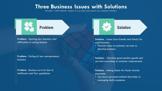 Three Business Issues With Solutions Ppt Infographic Template Icons PDF Three Business Issues With Solutions Ppt Infographic Template Icons PDF