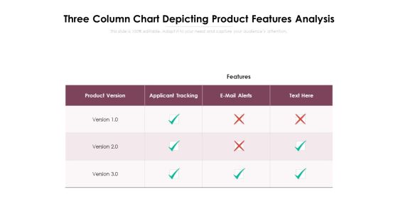 Three Column Chart Depicting Product Features Analysis Ppt PowerPoint Presentation File Slideshow PDF Three Column Chart Depicting Product Features Analysis Ppt PowerPoint Presentation File Slideshow PDF