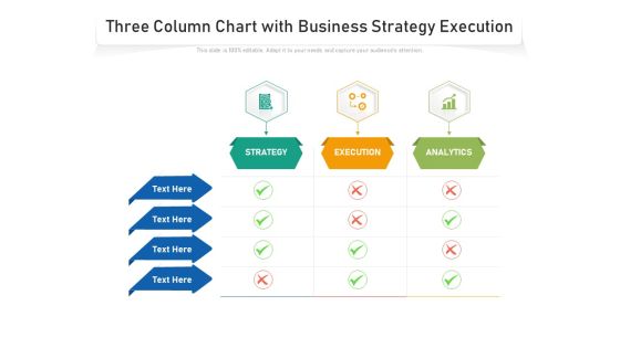 Three Column Chart With Business Strategy Execution Ppt PowerPoint Presentation Icon Designs PDF Three Column Chart With Business Strategy Execution Ppt PowerPoint Presentation Icon Designs PDF