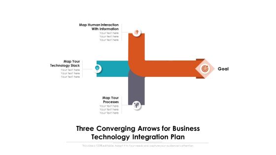 Three Converging Arrows For Business Technology Integration Plan Ppt PowerPoint Presentation Summary Background Images PDF