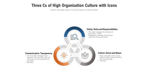 Three Cs Of High Organization Culture With Icons Ppt PowerPoint Presentation Inspiration Graphics Three Cs Of High Organization Culture With Icons Ppt PowerPoint Presentation Inspiration Graphics