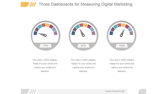 Three Dashboards For Measuring Digital Marketing Ppt PowerPoint Presentation Slide