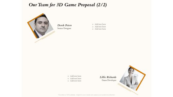 Three Dimensional Games Proposal Our Team For 3D Game Proposal Ppt Infographic Template Introduction PDF
