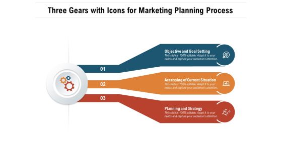 Three Gears With Icons For Marketing Planning Process Ppt PowerPoint Presentation Outline Background PDF