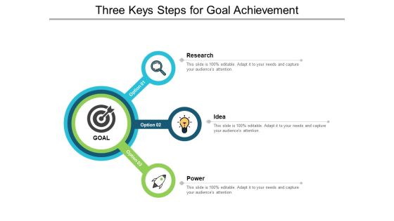 Three Keys Steps For Goal Achievement Ppt PowerPoint Presentation Summary Graphics