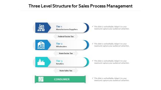 Three Level Structure For Sales Process Management Ppt PowerPoint Presentation Gallery Clipart PDF