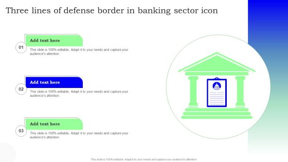 Three Lines Of Defense Border In Banking Sector Icon Designs PDF Three Lines Of Defense Border In Banking Sector Icon Designs PDF