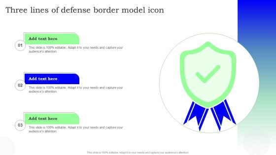 Three Lines Of Defense Border Model Icon Introduction PDF