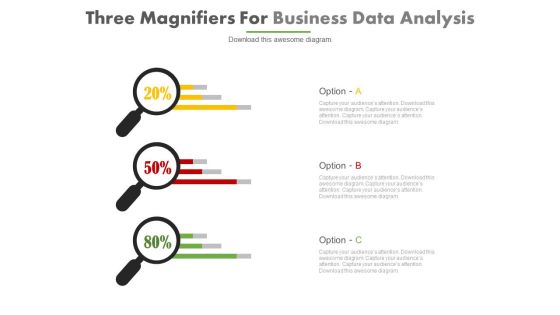 Three Magnifiers Situation Analysis Template Powerpoint Slides