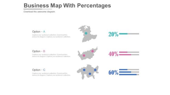 Three Maps With Abc Options Powerpoint Slides
