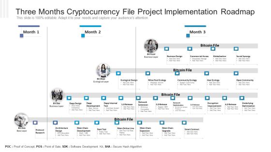 Three Months Cryptocurrency File Project Implementation Roadmap Infographics PDF Three Months Cryptocurrency File Project Implementation Roadmap Infographics PDF