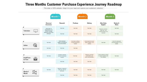 Three Months Customer Purchase Experience Journey Roadmap Portrait Three Months Customer Purchase Experience Journey Roadmap Portrait