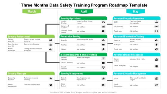 Three Months Data Safety Training Program Roadmap Template Introduction Three Months Data Safety Training Program Roadmap Template Introduction