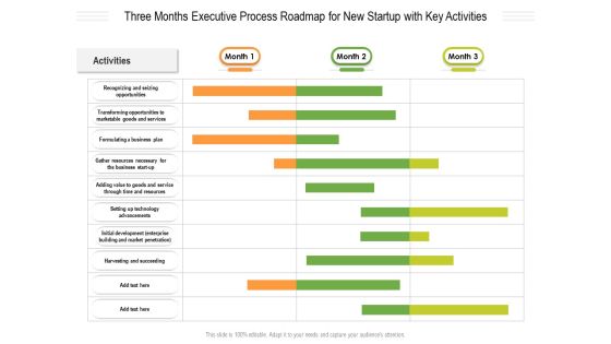 Three Months Executive Process Roadmap For New Startup With Key Activities Sample Three Months Executive Process Roadmap For New Startup With Key Activities Sample