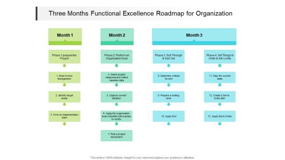 Three Months Functional Excellence Roadmap For Organization Themes Three Months Functional Excellence Roadmap For Organization Themes