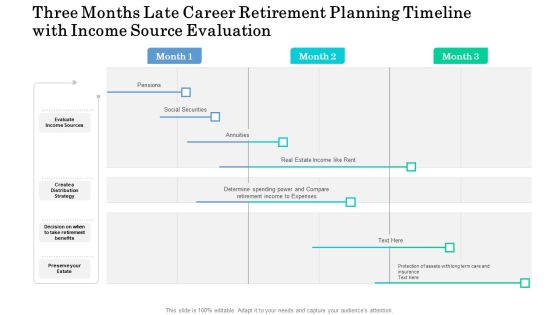Three Months Late Career Retirement Planning Timeline With Income Source Evaluation Information Three Months Late Career Retirement Planning Timeline With Income Source Evaluation Information