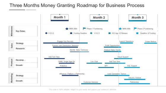Three Months Money Granting Roadmap For Business Process Ideas Three Months Money Granting Roadmap For Business Process Ideas