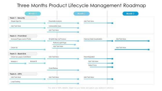 Three Months Product Lifecycle Management Roadmap Summary