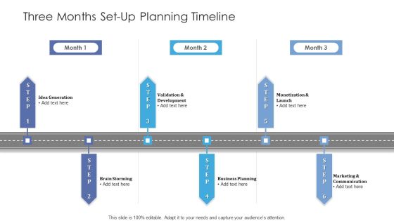 Three Months Set Up Planning Timeline Diagrams