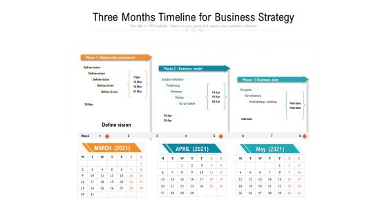 Three Months Timeline For Business Strategy Ppt PowerPoint Presentation Portfolio Microsoft PDF
