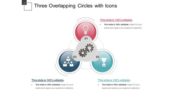 Three Overlapping Circles With Icons Ppt PowerPoint Presentation Styles Influencers PDF