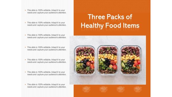 Three Packs Of Healthy Food Items Ppt PowerPoint Presentation Pictures Elements PDF