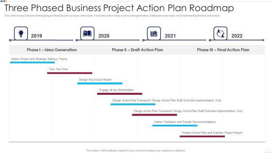 Three Phased Business Project Action Plan Roadmap Elements PDF Three Phased Business Project Action Plan Roadmap Elements PDF