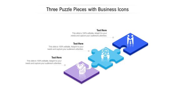 Three Puzzle Pieces With Business Icons Ppt PowerPoint Presentation Infographic Template Deck PDF