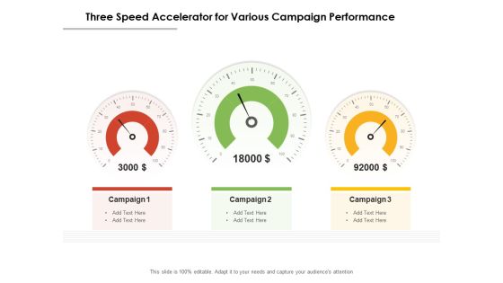 Three Speed Accelerator For Various Campaign Performance Ppt PowerPoint Presentation Summary Microsoft PDF Three Speed Accelerator For Various Campaign Performance Ppt PowerPoint Presentation Summary Microsoft PDF