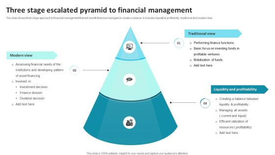 Three Stage Escalated Pyramid To Financial Management Ppt File Brochure PDF Three Stage Escalated Pyramid To Financial Management Ppt File Brochure PDF