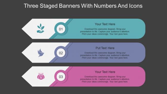 Three Staged Banners With Numbers And Icons Powerpoint Template Three Staged Banners With Numbers And Icons Powerpoint Template