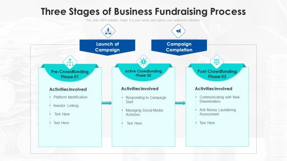 Three Stages Of Business Fundraising Process Ppt PowerPoint Presentation File Professional PDF