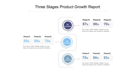 Three Stages Product Growth Report Ppt PowerPoint Presentation Outline Gridlines