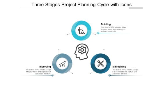 Three Stages Project Planning Cycle With Icons Ppt Powerpoint Presentation Portfolio Display
