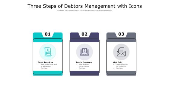 Three Steps Of Debtors Management With Icons Ppt PowerPoint Presentation Outline Slides Three Steps Of Debtors Management With Icons Ppt PowerPoint Presentation Outline Slides