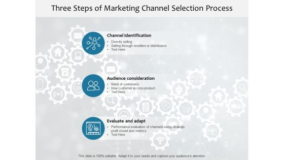 Three Steps Of Marketing Channel Selection Process Ppt PowerPoint Presentation File Good Three Steps Of Marketing Channel Selection Process Ppt PowerPoint Presentation File Good
