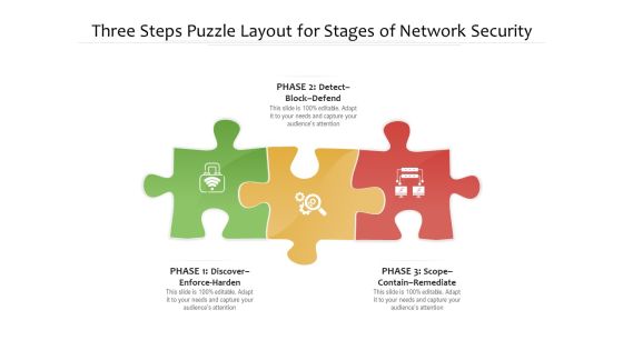 Three Steps Puzzle Layout For Stages Of Network Security Ppt PowerPoint Presentation File Vector PDF Three Steps Puzzle Layout For Stages Of Network Security Ppt PowerPoint Presentation File Vector PDF