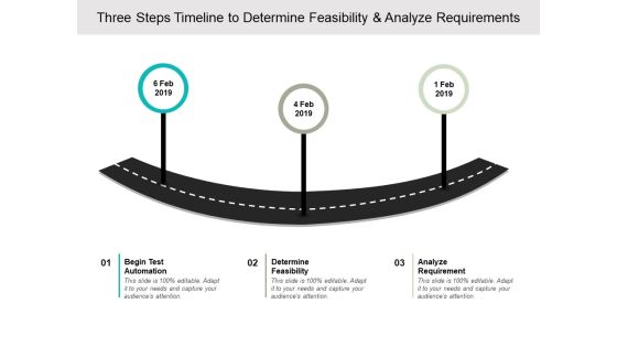 Three Steps Timeline To Determine Feasibility And Analyze Requirements Ppt PowerPoint Presentation Summary Deck Three Steps Timeline To Determine Feasibility And Analyze Requirements Ppt PowerPoint Presentation Summary Deck