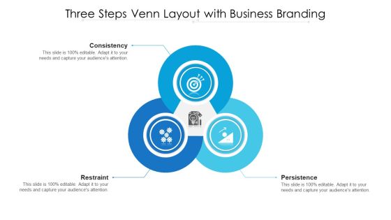 Three Steps Venn Layout With Business Branding Ppt PowerPoint Presentation Slides Graphics PDF Three Steps Venn Layout With Business Branding Ppt PowerPoint Presentation Slides Graphics PDF