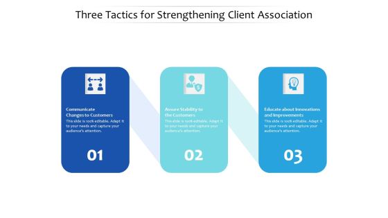Three Tactics For Strengthening Client Association Ppt PowerPoint Presentation Sample PDF Three Tactics For Strengthening Client Association Ppt PowerPoint Presentation Sample PDF