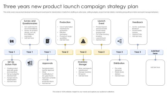 Three Years New Product Launch Campaign Strategy Plan Icons PDF Three Years New Product Launch Campaign Strategy Plan Icons PDF