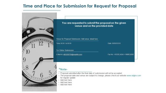 Time And Place For Submission For Request For Proposal Ppt PowerPoint Presentation Summary Backgrounds