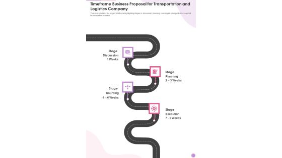 Timeframe Business Proposal For Transportation And Logistics Company One Pager Sample Example Document