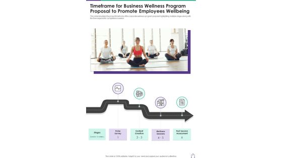 Timeframe Business Wellness Program Proposal Promote One Pager Sample Example Document Timeframe Business Wellness Program Proposal Promote One Pager Sample Example Document