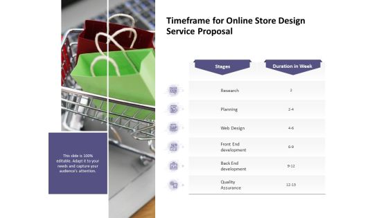 Timeframe For Online Store Design Service Proposal Ppt PowerPoint Presentation Outline Grid